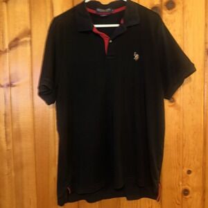 Men's Black Polo Shirt Red Trim Size Large – U.S. Polo Assn Luxury Feel